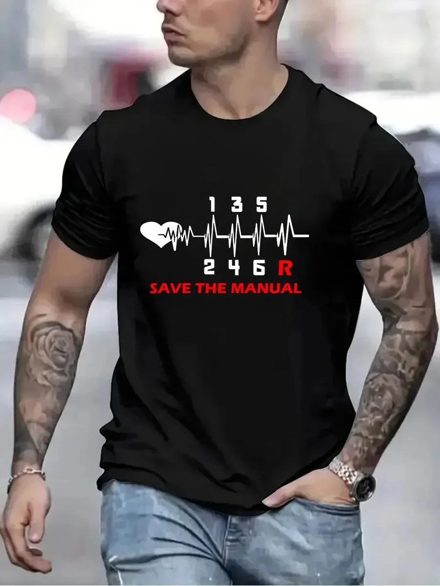 

Vintage T Shirts for Men Save The Stick Manual Transmission Graphics Tees Top Oversized Hip Hop T-Shirts Men Clothing Camiseta