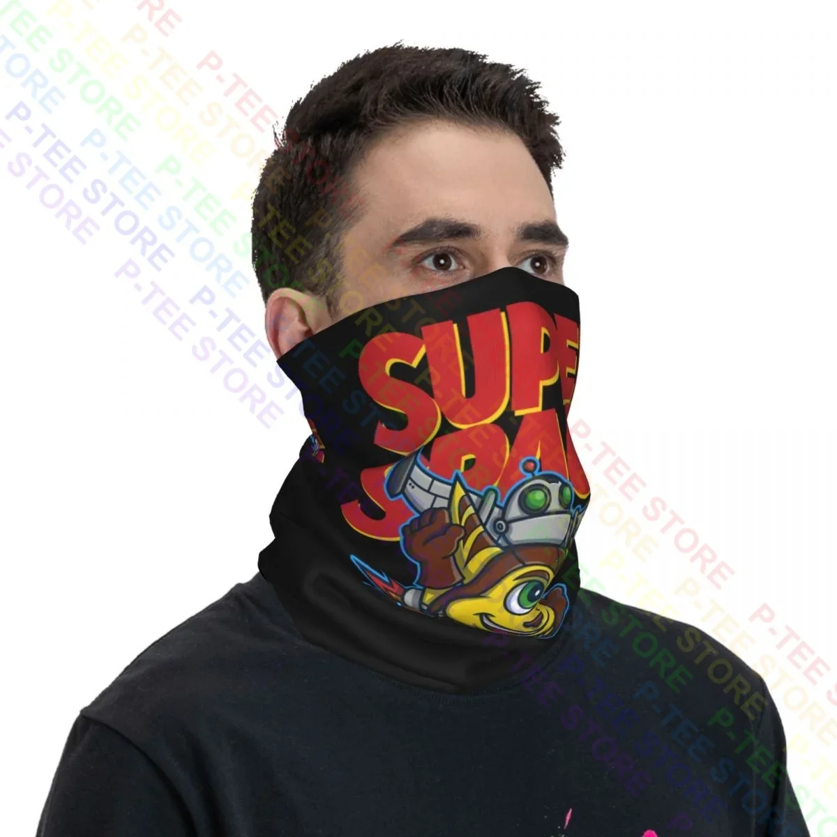 Super Space Bros Ratchet Clank Polaina para el cuello Bandana Bufanda Mascarilla Suave Calentador de cuello para exteriores
