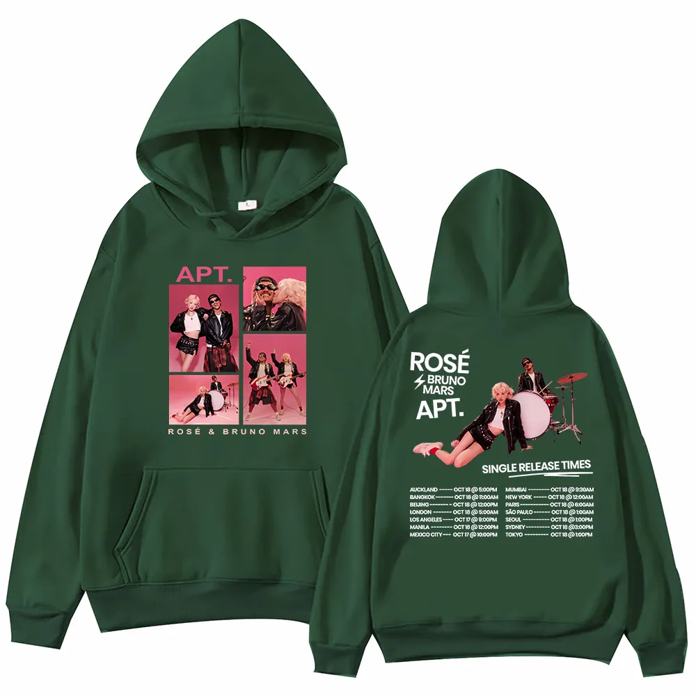 بلوفر ROSÉ & Bruno Mars APT بغطاء للرأس للجنسين Harajuku بلوفر بأكمام طويلة هدية لمحبي الرسوم المتحركة