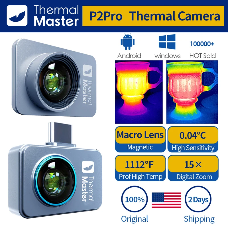 P2 P2Pro Thermal Imaging Camera Heat Detection 256 × 192 for Android,iphone 1112℉ Infrared Thermal Imager