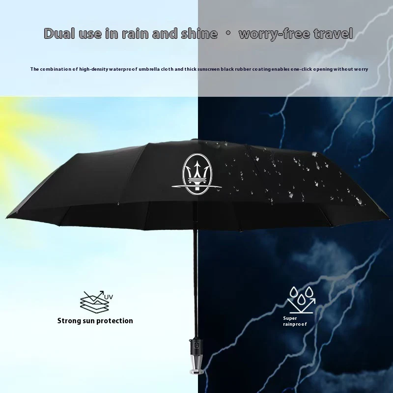 For Maserati Quattroporte GranTurismo Spyder Grecale Coupe Ghibli Levante MC20 Car Automatic Folding Windproof Sunshade Umbrella