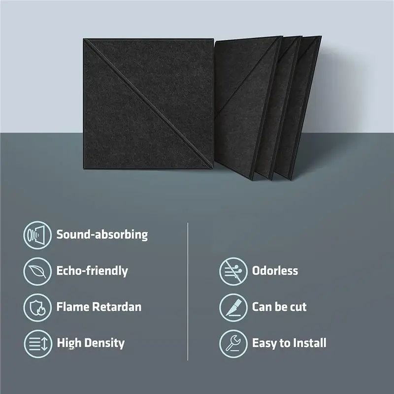 AEF6-12 Pack Acoustic Panels, 12 X 12Inch Decorative Soundproofing Panels, Wall And Ceiling Acoustical Panels Black Easy Install - view 2