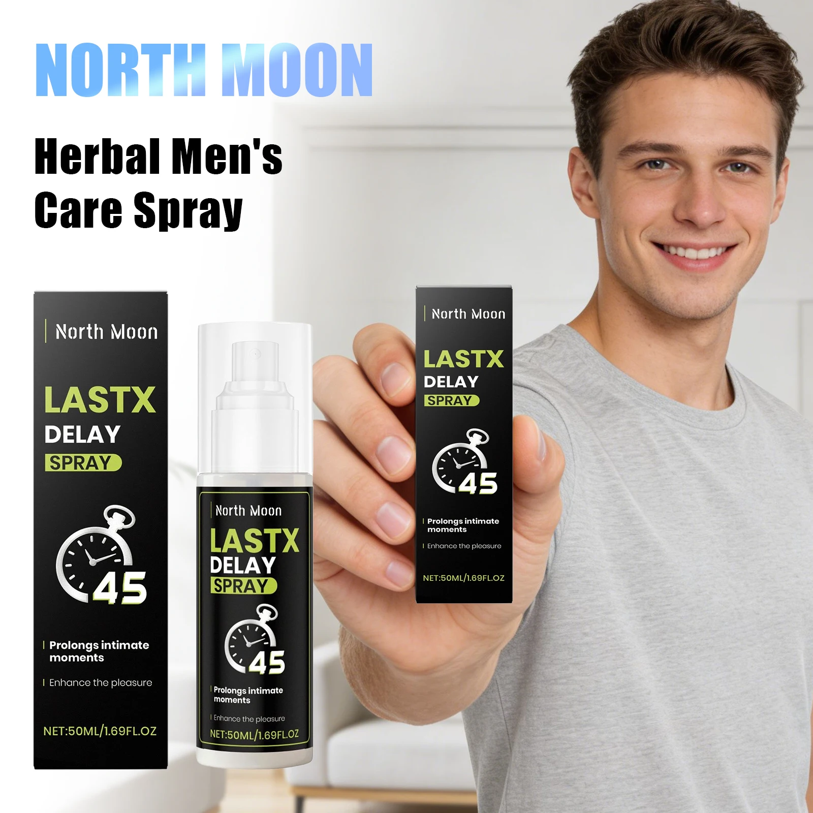North Moon Herbal Men Body Care Spray Gentle Moisturizing Intimate Caring Reducing Scratch Increasing Energy Private Area Sprays