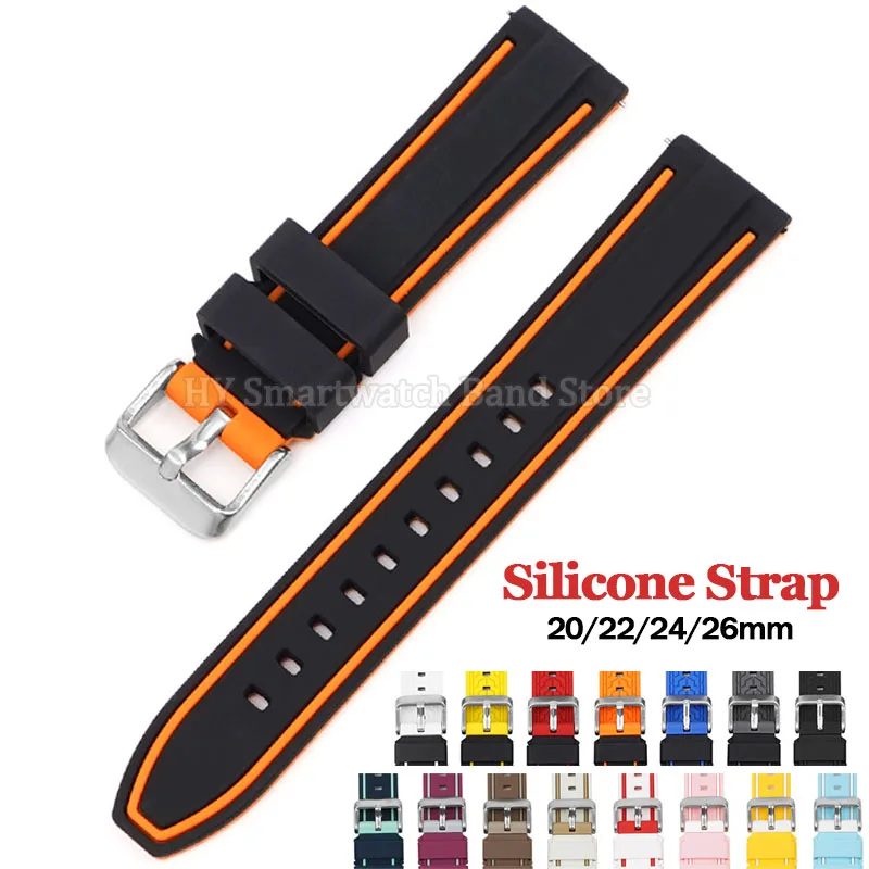 �y�Z�[�����z20mm 22mm 24mm 26mm Silicone Watch Strap for Seiko for MoonSwatch for Huawei Waterproof Bracelet Men Women Universal Watch Band