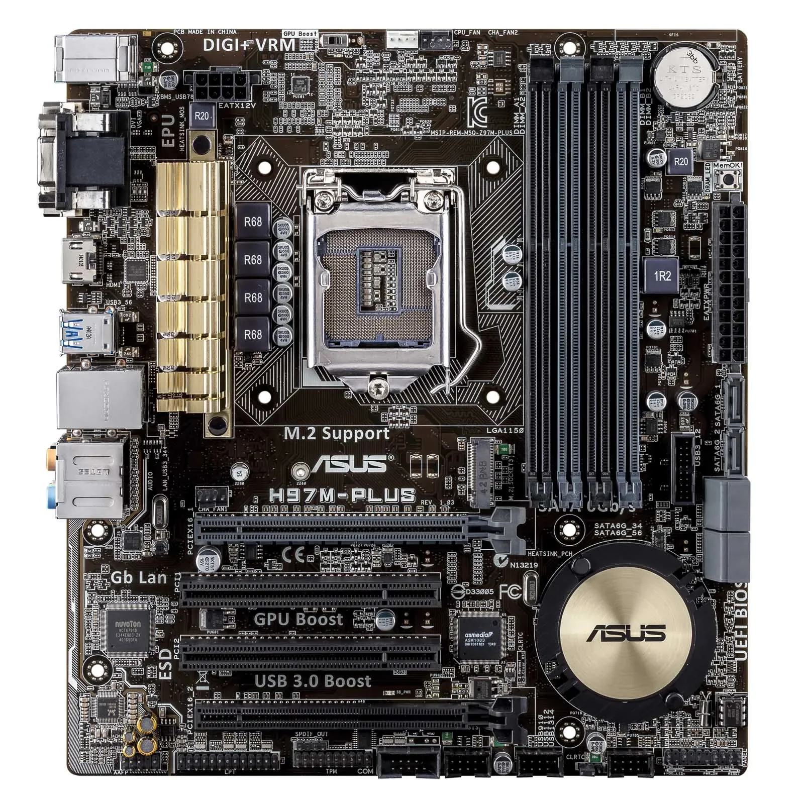 Used ASUS H97M-PLUS Motherboard LGA 1150  Intel H97 4×DDR3 32GB  PCI-E 3.0 M.2 USB3.0 Micro ATX support Core i3-4150 i7-4770 cpu