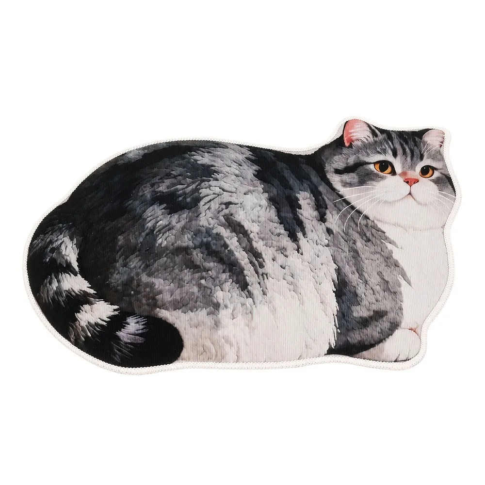 40*60cm Cute Cat Crystal Velvet Floor Mat Russian Blue Ginger Cat Bathroom Carpet Soft Abrasion-resistant Bedroom Door Small Rug