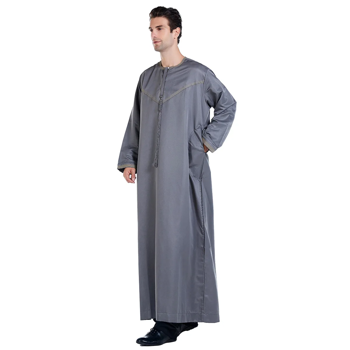 Muslim Islamic Men Clothing Arabic Dubai Traditional Abaya Dress Kaftan Turkish Ramadan Bairam Eid Prayer Jubba Thobe Long Robes