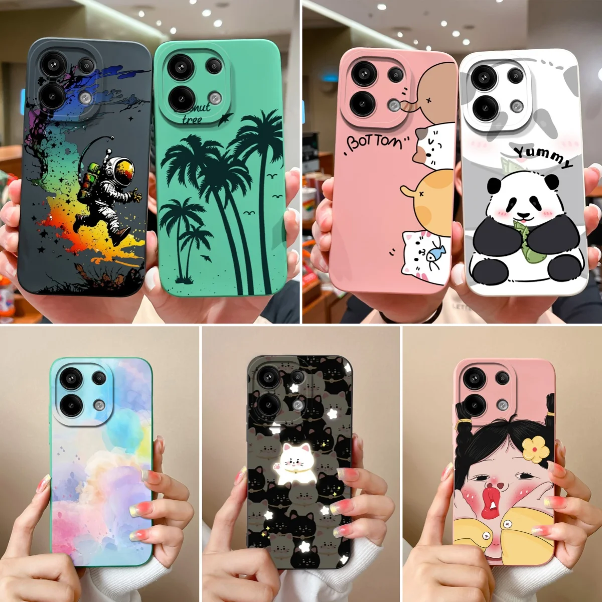 For Redmi Note 13 Pro Plus Phone Case Cute Camera Protector For Xiaomi Redmi Note13 Pro 13Pro+ Back Cover Liquid Silicone Fundas