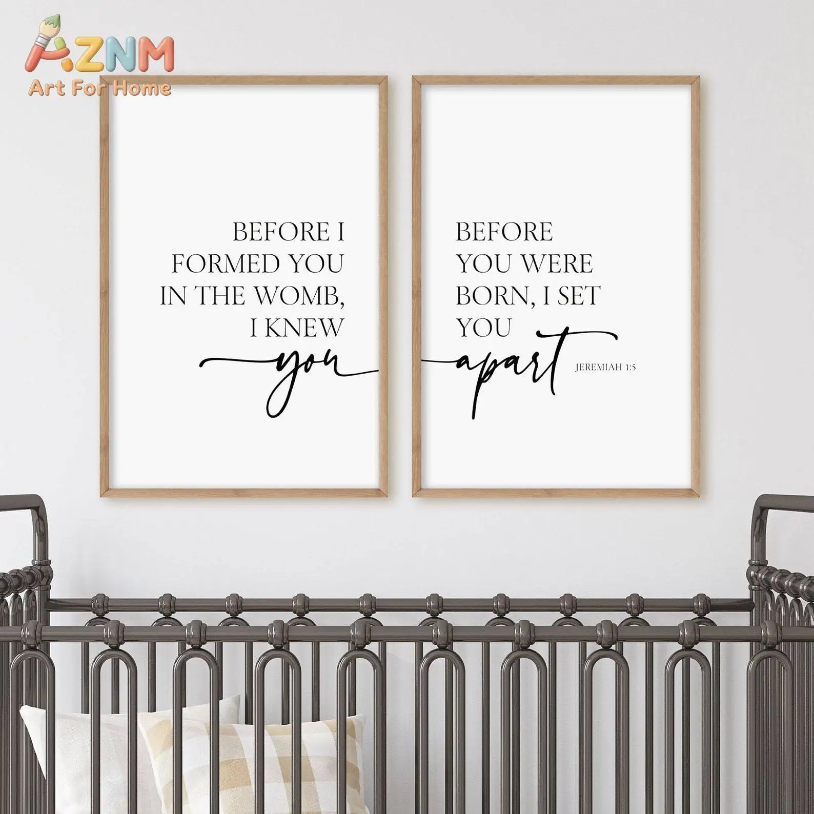 Before I Formed You In The Womb I Knew You Nursery Bible Verse Wall Art, Jeremiah 1:5 Scripture Signs, Christian Decor