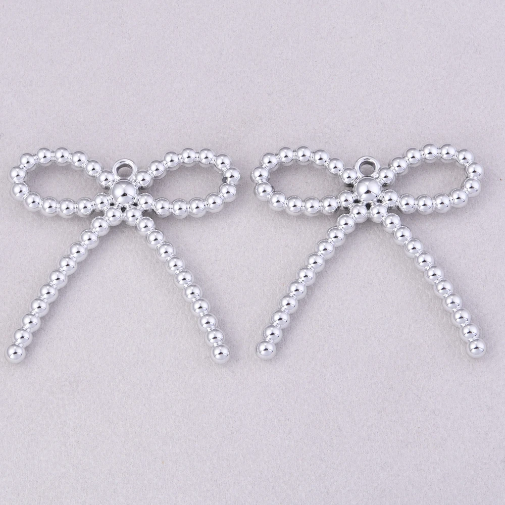 2Pcs Acrylic Bow Bead Charms for DIY Jewelry Making