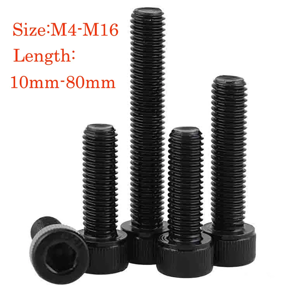 Black Left Thread Hex Socket Cap Screws M4 M5 M6 M8 M10 M12 Grade 12.9 Allen Bolt Reverse Thread Alloy Steel DIN912 Fastener