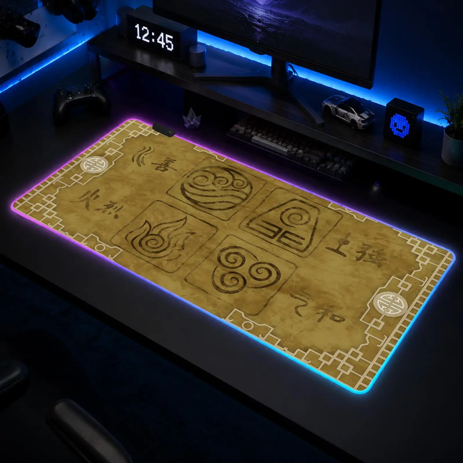 Aang Avatar Korra Mouse Pad Gaming Anime Mouse Pad XXL RGB Desk Mats LED Table Pads Backlit Rubber Desktop