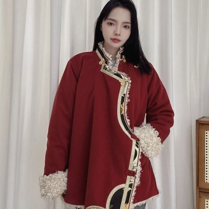 

Тибетское новое мужское и женское зимнее пальто с хлопковой подкладкой в одном стиле, куртка, костюмы, утепленная одежда, теплая этническая одежда