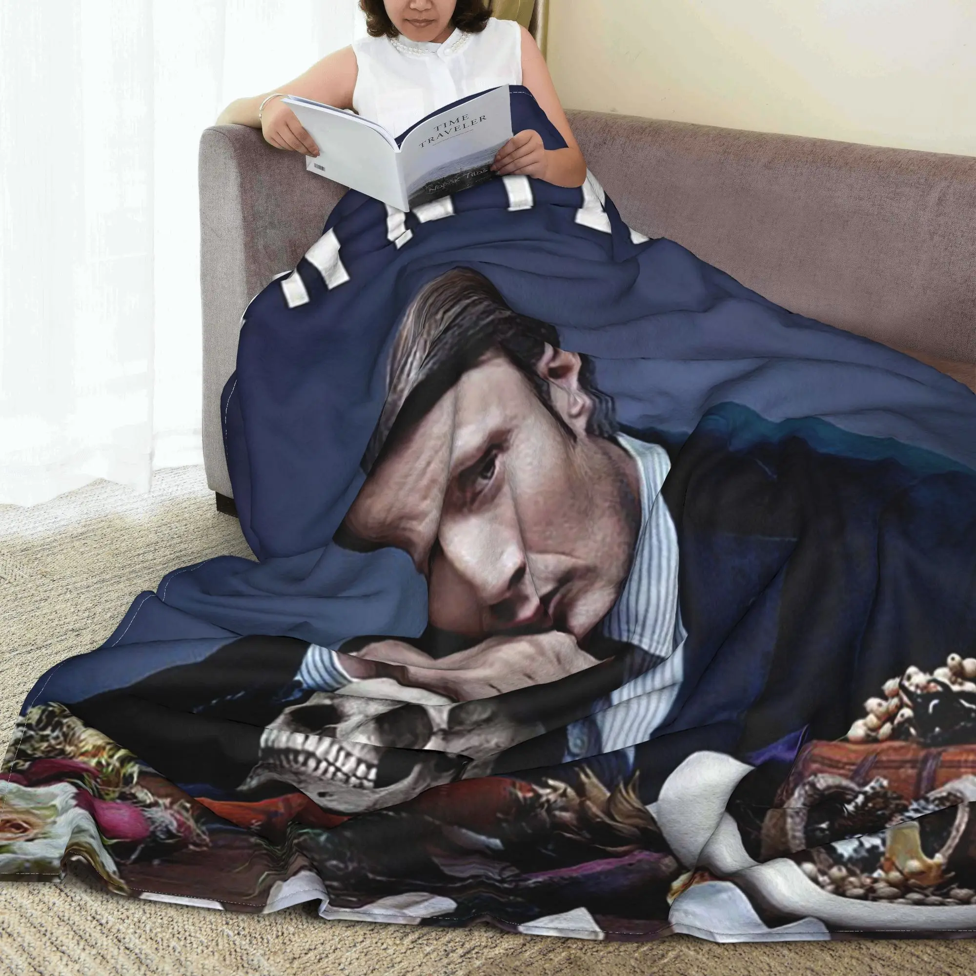 Hannibal Mads Mikkelsen Horror Movie Merch Blanket Warm Fleece Sofa Throw Blanket for Couch Bedding Travel Throws Bedspread Quil