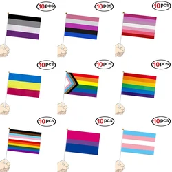 10PCS 14x21CM LGBT Flags Vivid Colorproof Gay Mini Rainbow Handflag Bisexual Transgender Pride Peace Parade Festival Party Decor