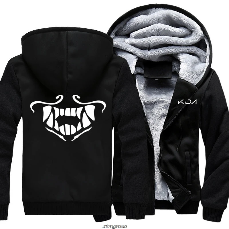 

Men's Thicken Hoodie Game KDA K/DA Akali Mask Printed Zipper Sweatshirts Coat Unisex Adults Casual Warm Fleece Hooded