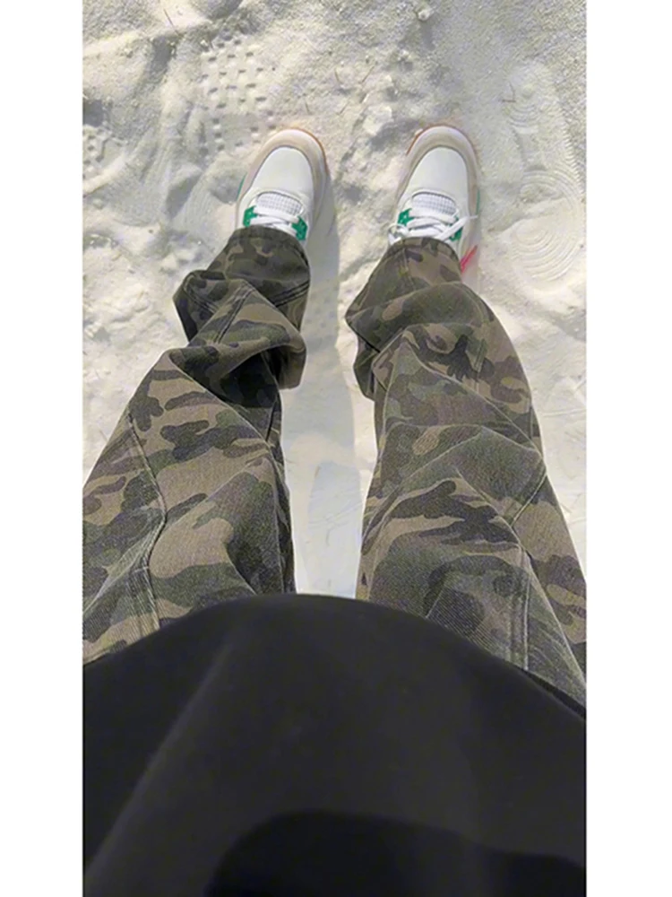 الأمريكية Sle التمويه الجينز الرجال ربيع الخريف سليم صالح شارع العليا نسخة ضيقة مستقيم الساق ملابس العمل سراويل تقليدية