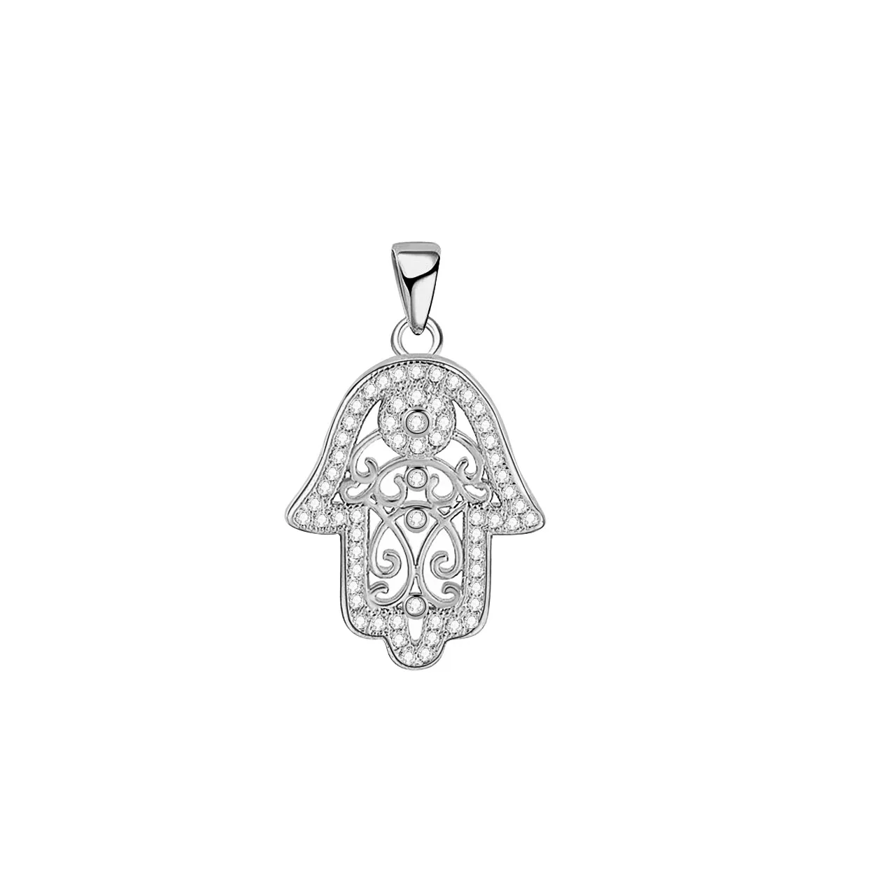 AAA Cubic Zirconia Crystal Hamsa Hand Of Fatima Pendant Connector 2025 New Fashion Copper CZ Stones DIY Jewelry Makings Present