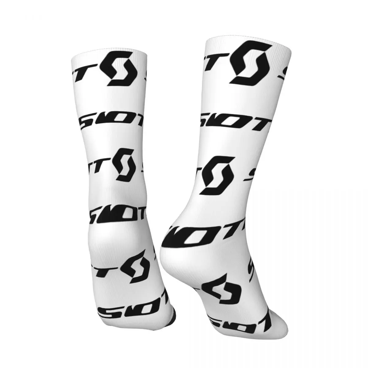 Crazy Sock for Men Trendy Harajuku Bicycle TRENDY Scotts's LOGO Happy Seamless Pattern Printed Boys Crew Sock Novelty Gift