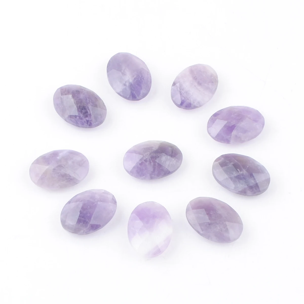 

20Pcs 13x18MM Purple Natural Amethyst Stone Faceted Oval Cabochon No Hole Beads Handicrafts Fit DIY Jewelry Making TU3491