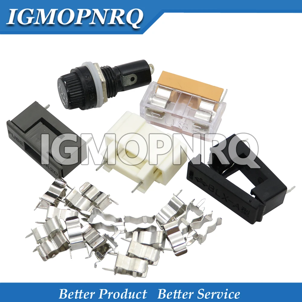 10PCS 5x20mm Fuse holder socket 5*20mm BLX-A fuse clamp / box white black Fuse base