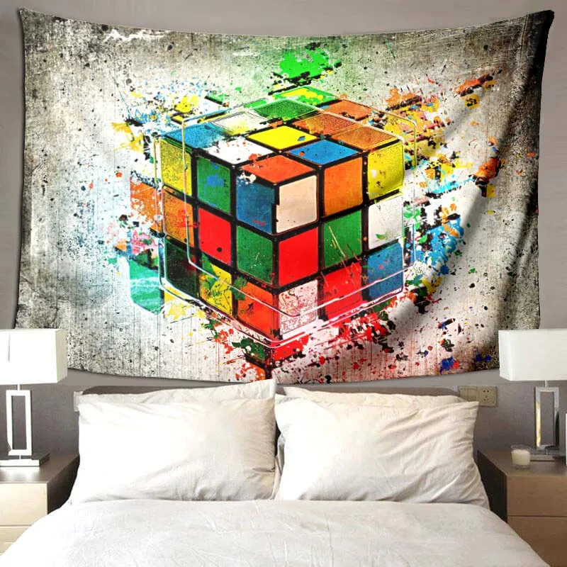 

Rubik's cube pattern blanket, living room sofa bedroom bed decoration soft comfortable blanket exquisite birthday present