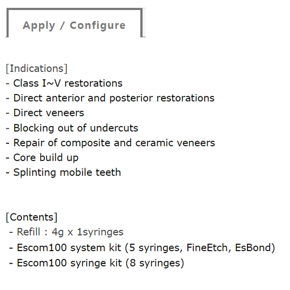 Escom 100 Korean Spident 4g Escom100 Light Curing Teeth Filling Dentist Cilinc Materials Products