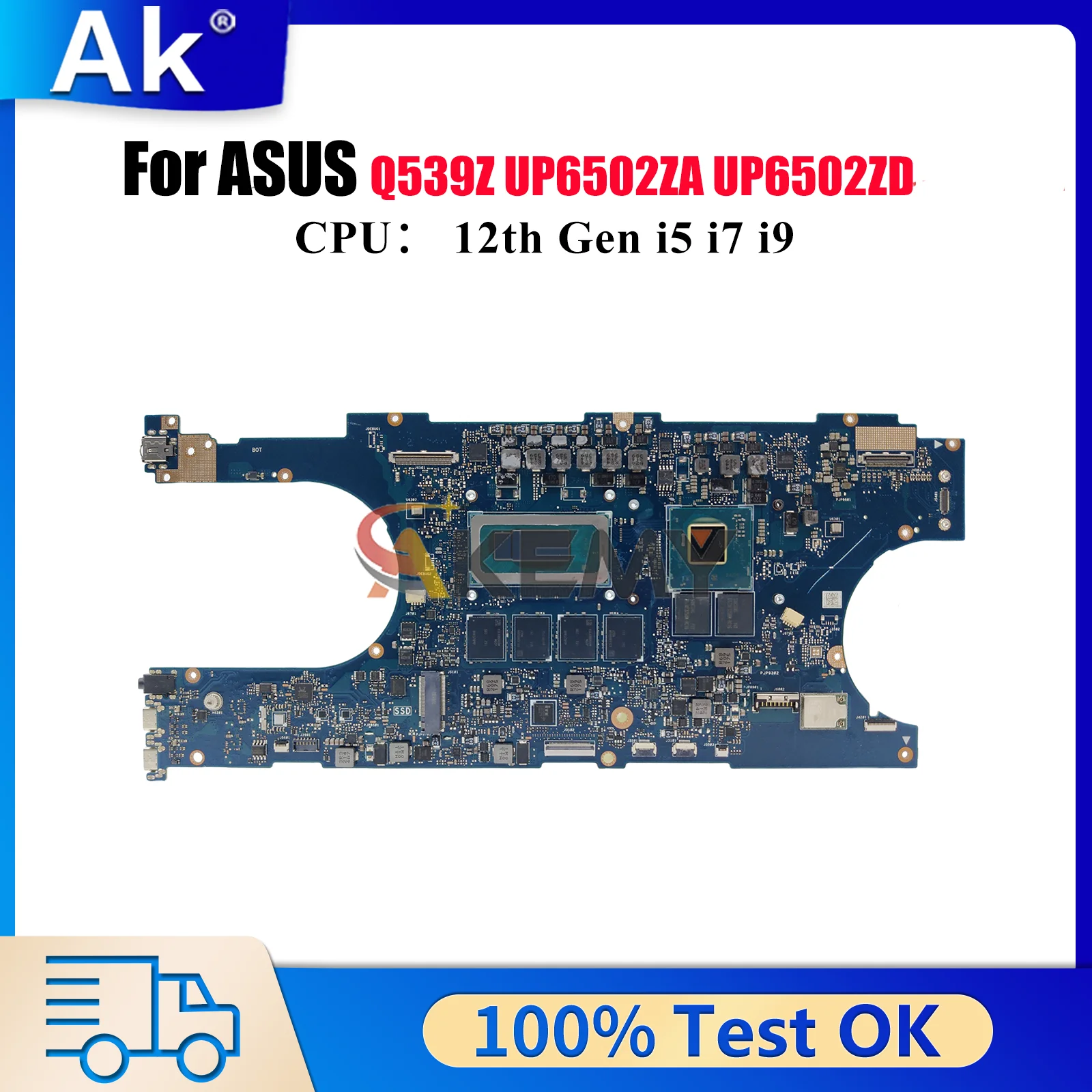 

UP6502ZD Laptop Motherboard For ASUS ZenBook Duo UP6502ZA UP6502Z UP6502ZD Q539Z Mainboard With 12th Gen i5 i7 i9 100% tests OK