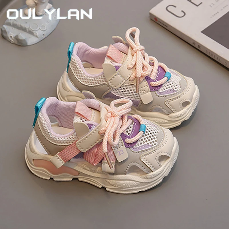 

Oulylan Fashion Kids Sport Footwear Boys Lace Up Mesh Breathable Sneakers Spring Casual Children Outdoor Running Shoes For Girls