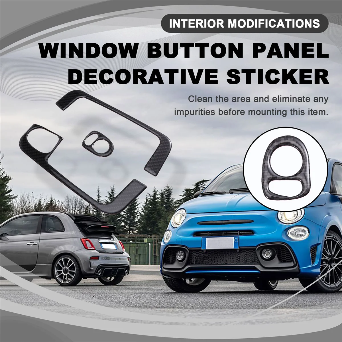 Window Button Panel Decorative Sticker Interior Modifications for Fiat 500 2008-2011 Abarth 595 2012-2023 RHD As Shown