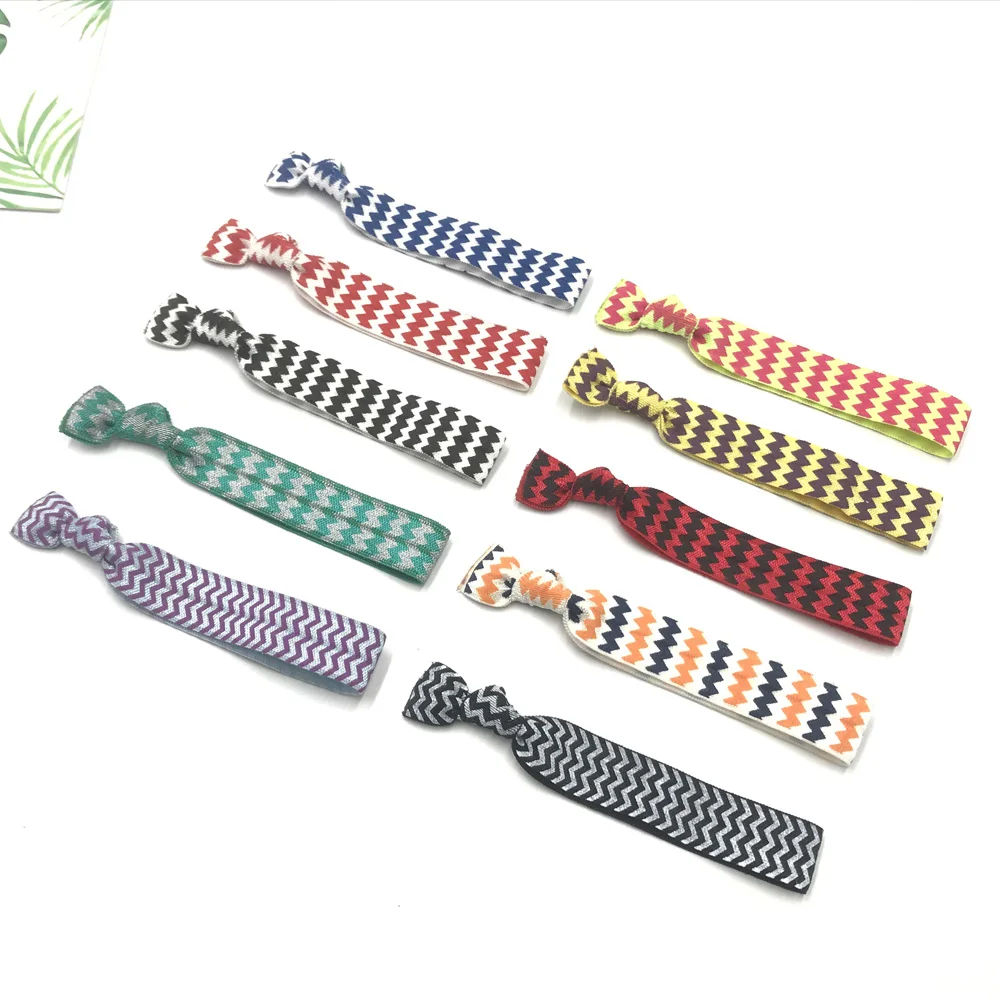 

200pcs Chevron Printed Knotted Elastic Hair Band Wholesale Hair Tie Bracelet Girls Ponytail Holder Wristbands