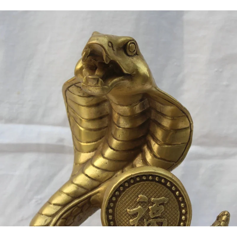 Chinese Feng shui Fu Brass Statue, Wealth, Year of the Zodiac, Snakeye, house decoration, Metal Crafts image 3