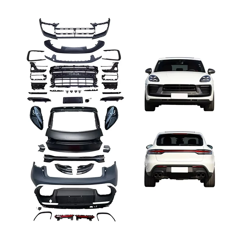 STLF 2014-2018 for Macan Front & Rear Bumper Fog Light Kit with LED Headlights and Taillights Bolt-On Car Bodykit Upgrade