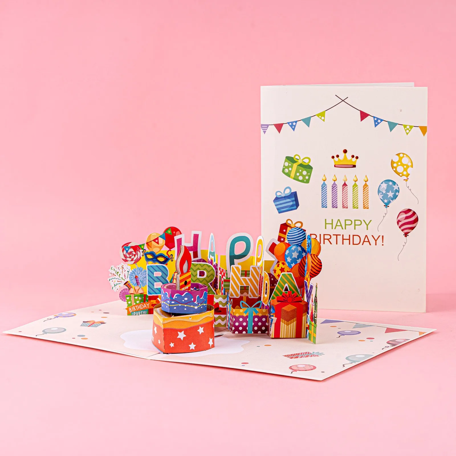 

Creative 3D Birthday Cake Greeting Card with Music And Light Interactive Blow Air Feature Personalized Greetings Festive Gift