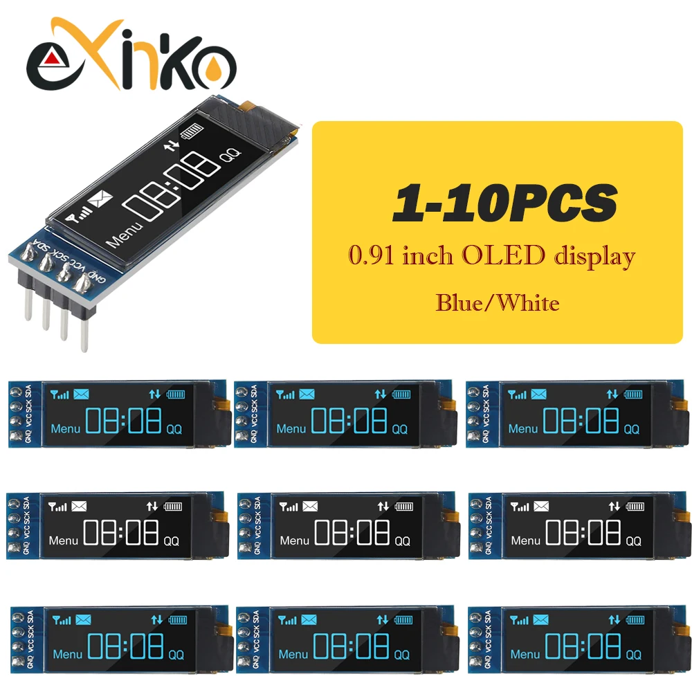 1-10pcs 0.91 inch OLED display module white/blue OLED 128X32 LCD LED Display SSD1306 12832 0.91 IIC i2C Communicate for ardunio