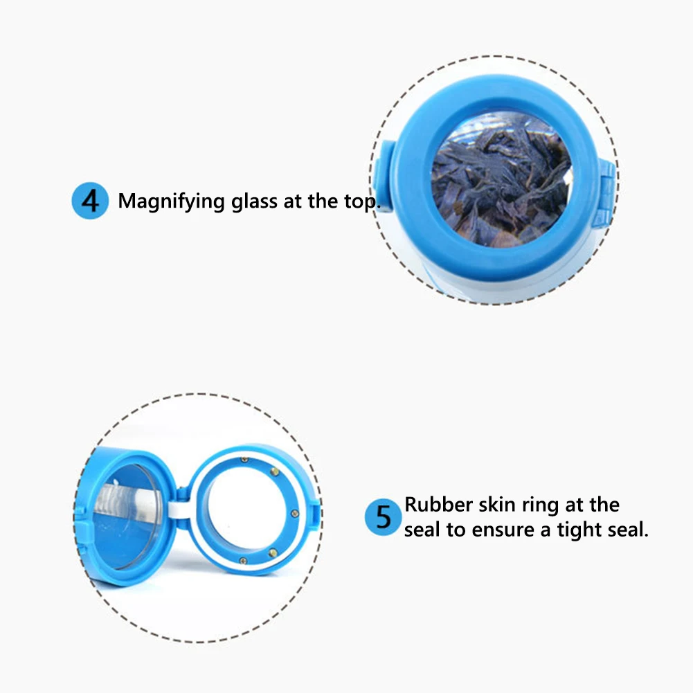 Frasco de lupa & diodo emissor de luz de vidro transparente ar apertado armazenamento jar lupa visualização pote herb recipiente prevenção do oídio