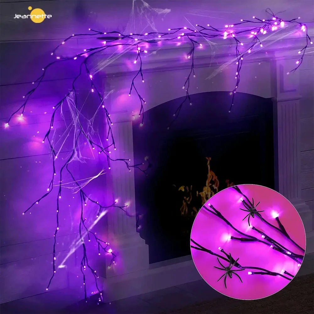 

Dropshopping LED Purple Halloween Lights Vine Twig Lights Scary Halloween Decor Lighted Twig Garland for Indoor Wall Fireplace