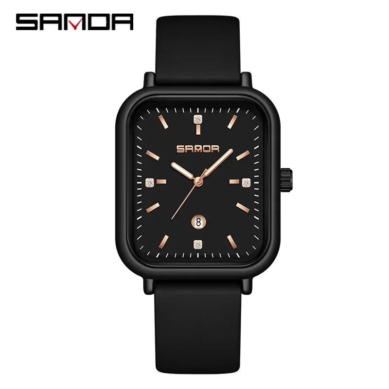 SANDA 1134  New Silicone Quartz Men\'s and Women\'s sports Watch Fashionable and Minimalist Bar Nail Calendar Waterproof Watch