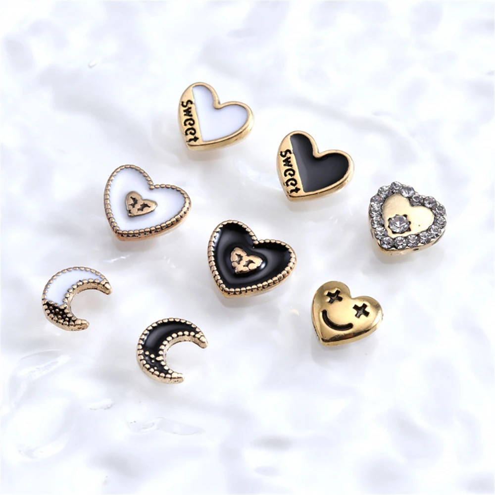 10 Chiếc Retro Hợp Kim Móng Tay Charm Mặt Trăng Đào Trái Tim * Ngọt * Chữ Love Phần Móng Tay Nghệ Thuật Hợp Kim Kim Cương Trang Trí 3D Punk Phụ Kiện