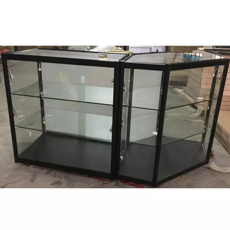 custom，Full Retail Convenience Store Glass Display Showcase Lockable Cash Desk Checkout Counter with Led Light