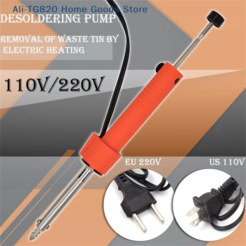 [TG820]Electrothermal Vacuum Solder Sucker 110-220V EU US Durable Desoldering Pump Soldering Iron Pen Dual Purpose Repair Tool