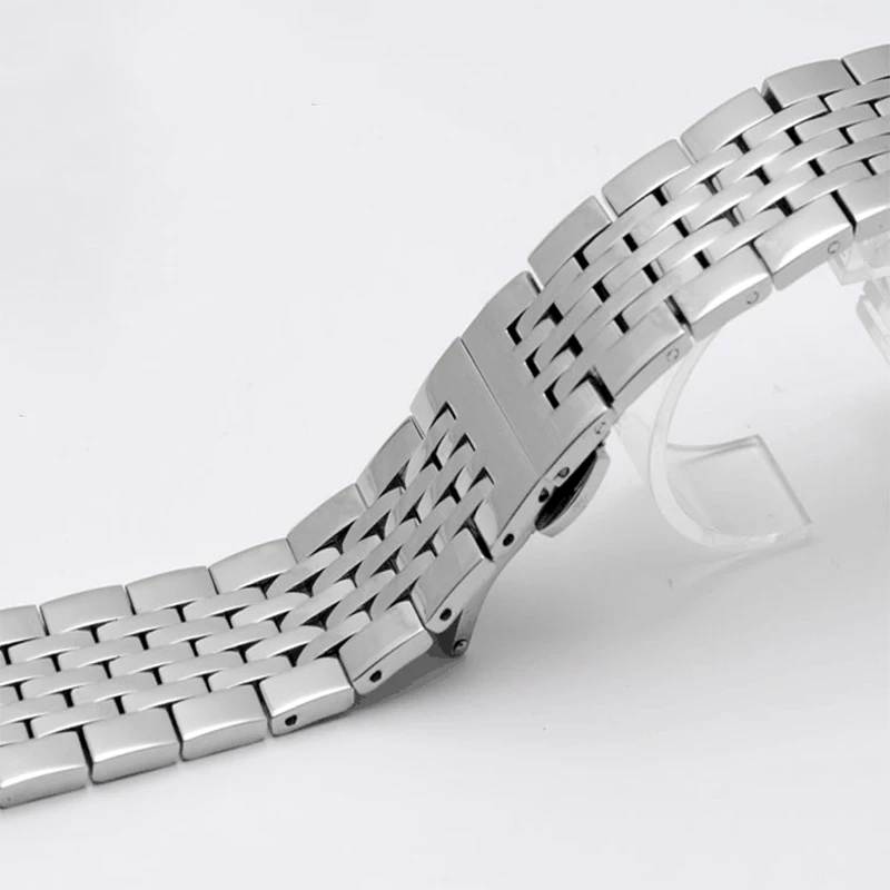 UTHAI Stainless Steel Seven Bead Watch Strap 18mm 19mm 20mm 21mm 22mm Solid Butterfly Buckle Universal Watchband Accessories