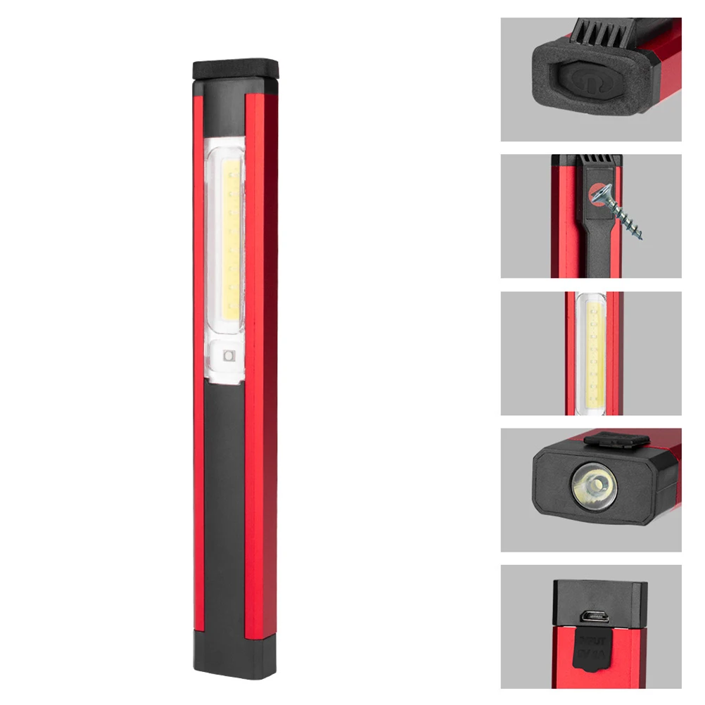 Cob Led Portable Inspection Light Magnetic Belt Clip Rechargeable Multifunction Flashlight For Maintenance Emergency Roadside