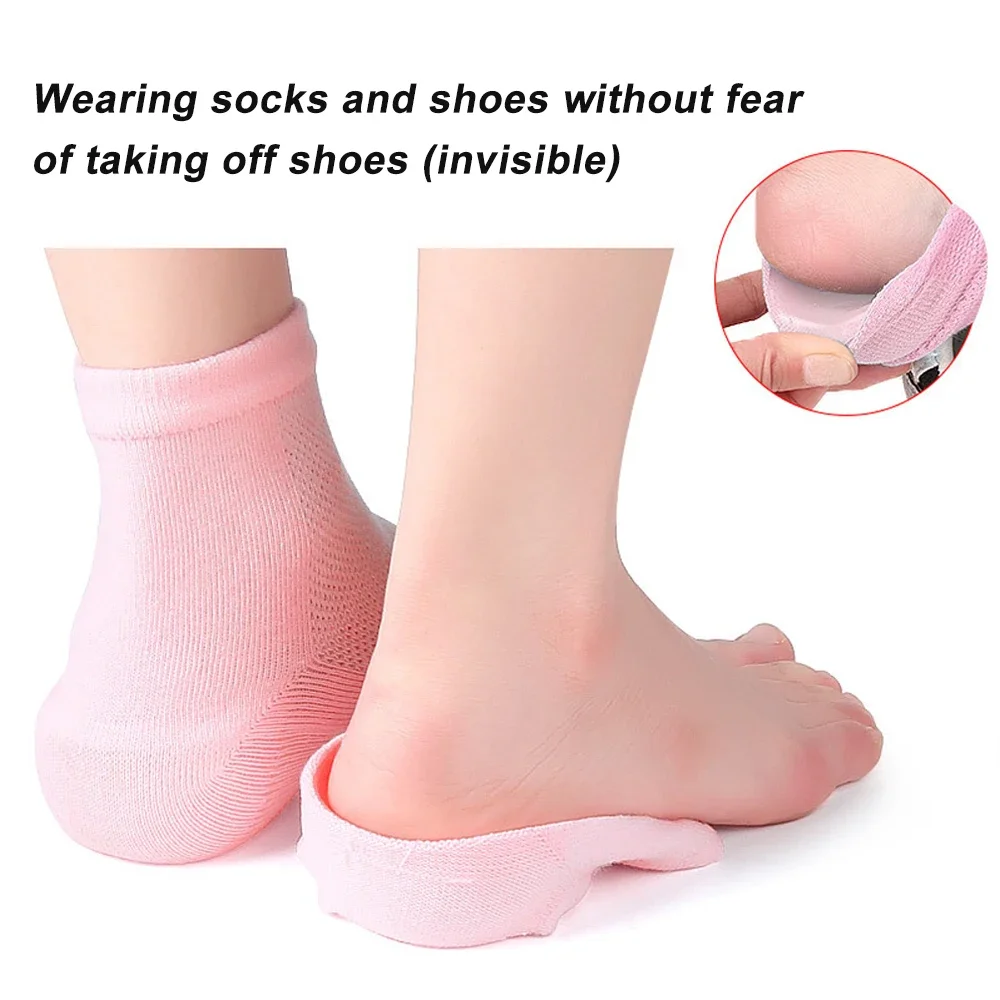 Plantillas invisibles de altura máxima para hombre y mujer, calcetines de 3,5 cm de altura máxima, almohadillas de tacón de elevación de zapatos,