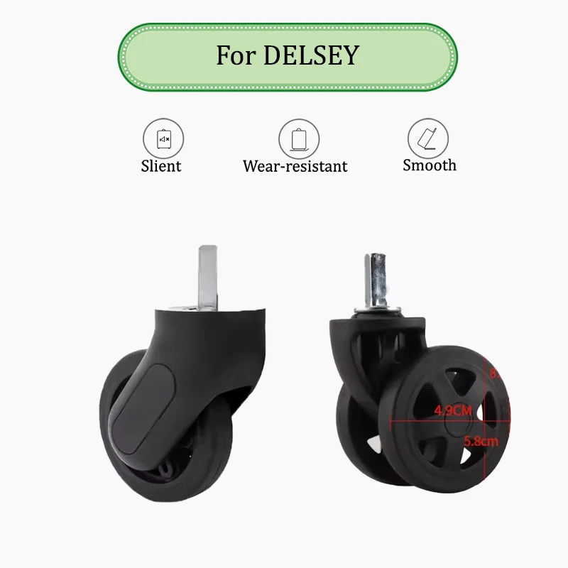 For DELSEY Easy Install Luggage Wheels 360° Rotating Silent Casters Universal Repair Parts For Trolley Suitcase