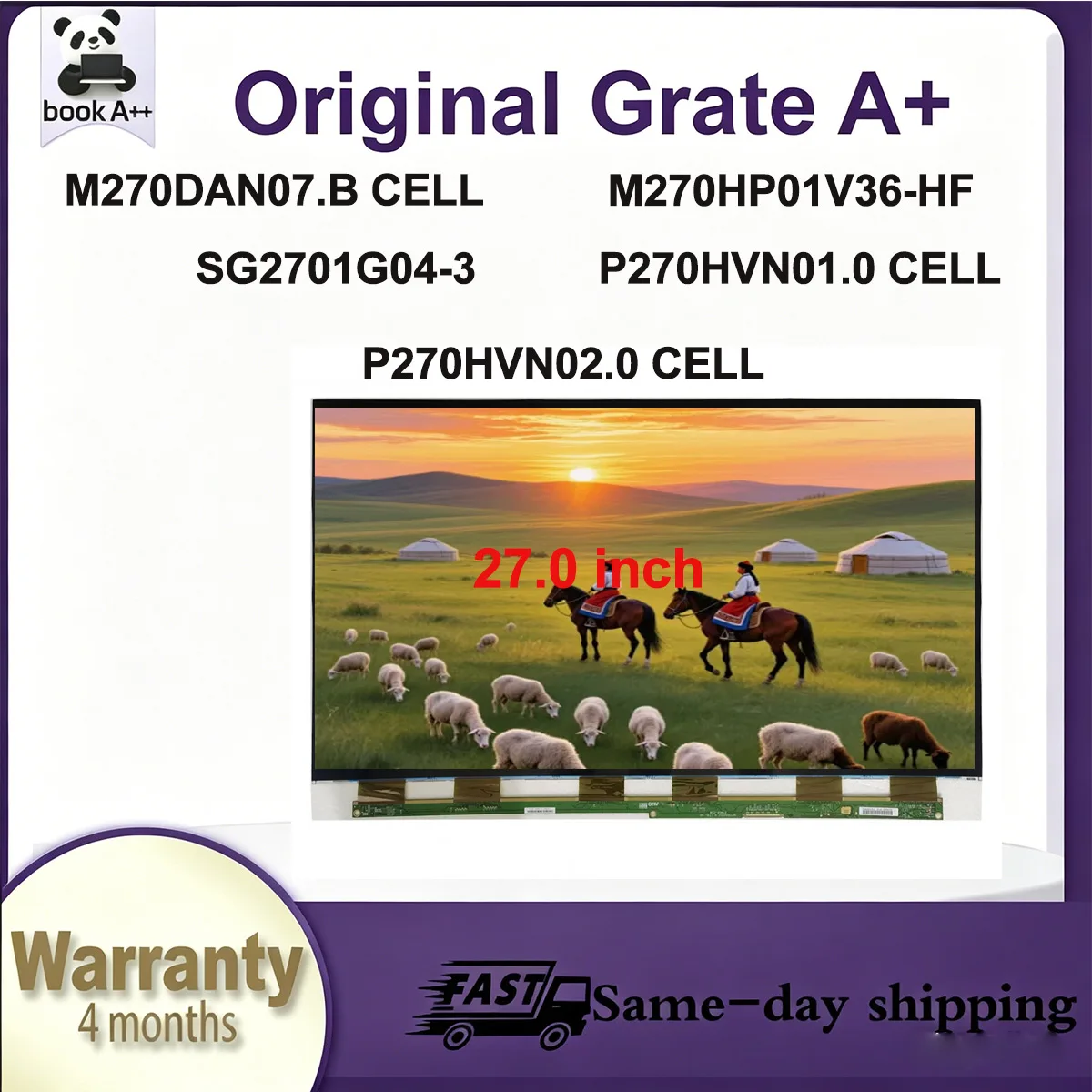 Original New A+ 27" IPS LCD Screen glass M270DAN07.B M270HP01V36-HF SG2701G04-3 P270HVN01.0 P270HVN02.0