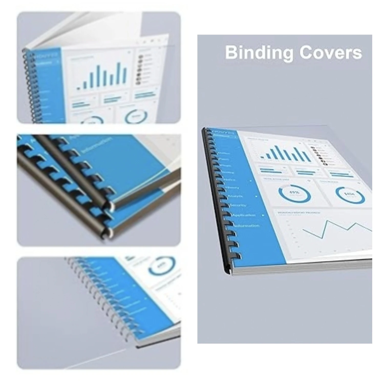 غطاء تقرير عرض Makeasy Binder غطاء شفاف مثبت مسبقًا لهاتف A4/B5/A5 Note Polythylene Terephthalate 12 Mil 50 Sets