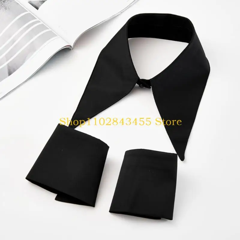 

49MC Женская блузка с декоративным воротником с лацканами и накладным воротником на запястьях