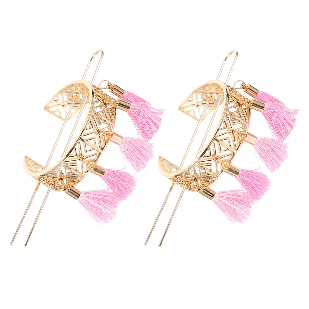 

2pcs Vintage Tassel Hairpin Flower Decoration Women Girls Accessories Styling Party Wedding Daily Wear Anti-Slip Durable Metal