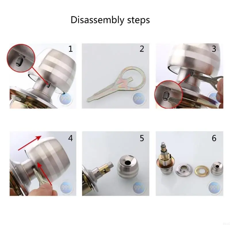 Reversible Round Door Lock Keyed Entry Door Lock Adjustable Latches Door Knob Simple to Use for Interior or Exterior door